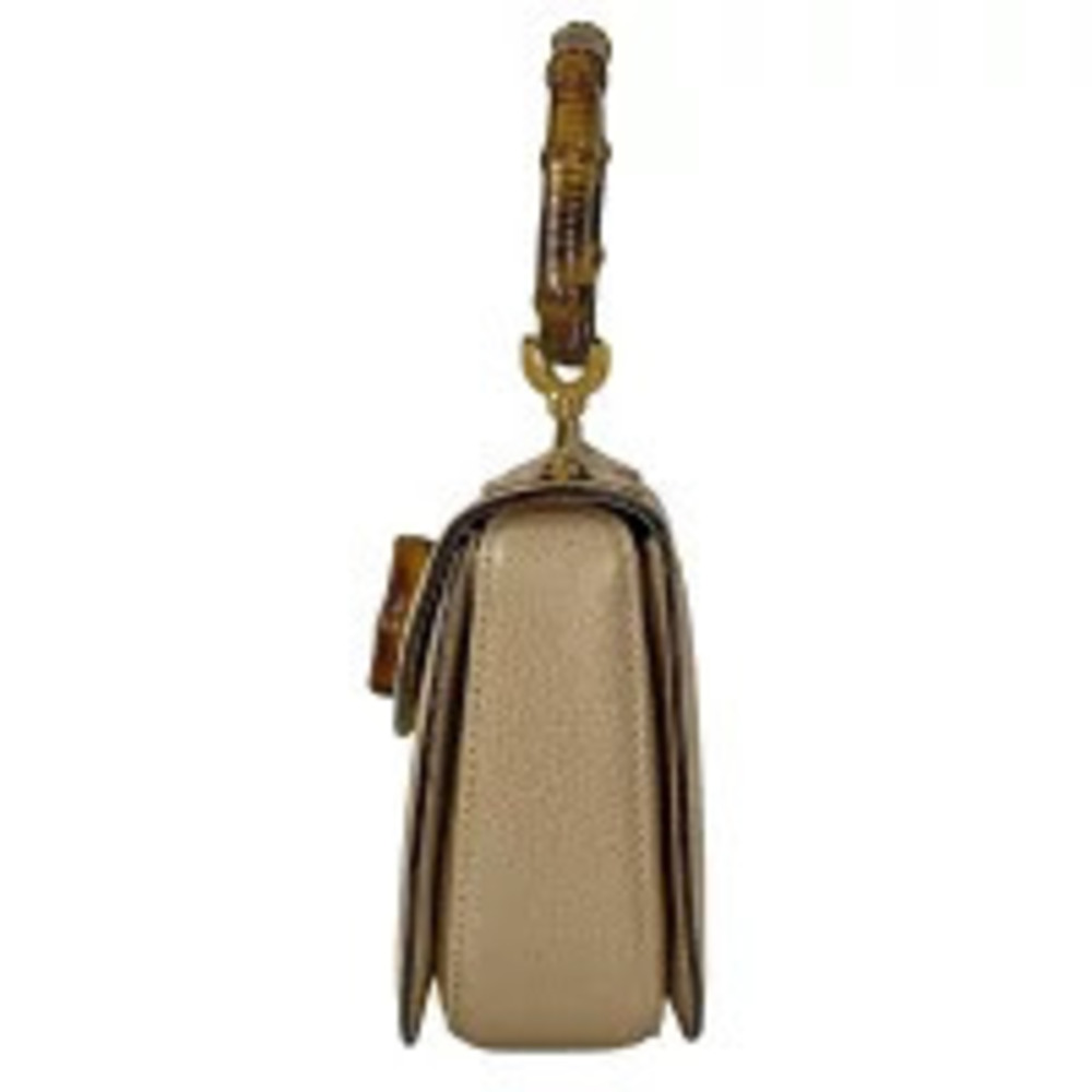 Gucci Bag Bamboo 2way Beige Shoulder Leather Tan